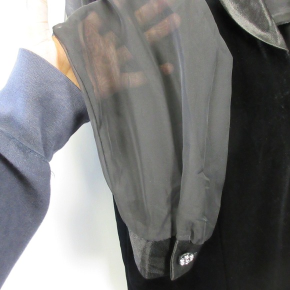 VTG Another Thyme Blouse Women XL Black Velvet Top Whimsigoth Goth Wednesday 298 - Picture 7 of 10